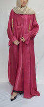Load image into Gallery viewer, EMBELLISHED ORGANZA 3 PIECE ABAYA | DEEP RED |