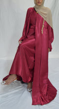 Load image into Gallery viewer, EMBELLISHED ORGANZA 3 PIECE ABAYA | DEEP RED |