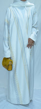 Load image into Gallery viewer, WHITE COTTON EMBROIDERED ABAYA (2 PIECE)