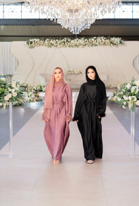 FEATHER SLEEVE ABAYA | DUSKY PINK |