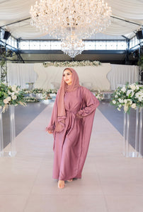 FEATHER SLEEVE ABAYA | DUSKY PINK |