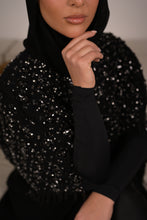 Load image into Gallery viewer, | LUXE | FLOWING CRYSTAL LATTICE CAPE | BLACK

