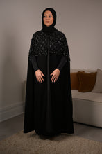 Load image into Gallery viewer, | LUXE | FLOWING CRYSTAL LATTICE CAPE | BLACK
