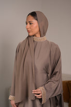 Load image into Gallery viewer, | CLOSED CRYSTAL NECK BATWING ABAYA | TAUPE |
