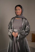 Load image into Gallery viewer, FLARED SLEEVE ORGANZA 4 PIECE ABAYA | SILVER |
