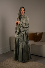 Load image into Gallery viewer, SATIN FLORAL UMBRELLA ABAYA | GREEN |
