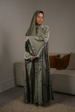 Load image into Gallery viewer, SATIN FLORAL UMBRELLA ABAYA | GREEN |
