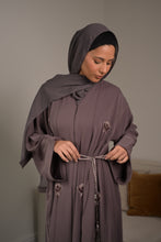 Load image into Gallery viewer, | CLASSIC NIDA ABAYA WITH CRYSTAL FLOWER DETAIL  | AVAILABLE IN 4 COLOURS |
