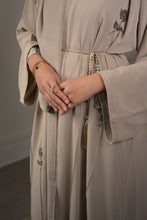 Load image into Gallery viewer, | CLASSIC NIDA ABAYA WITH CRYSTAL FLOWER DETAIL  | AVAILABLE IN 4 COLOURS |

