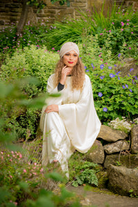 | DROP BEAD DRESS ABAYA | CREAM